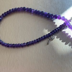 JTV Purple Amethyst Rhodium over sterling silver graduated necklace 18”